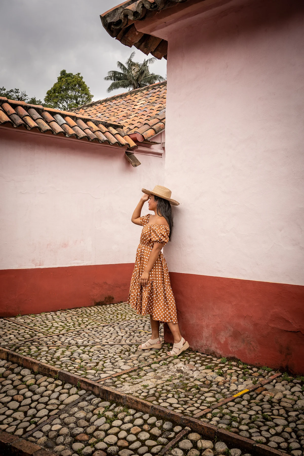 Museo Quinta Bolivar in Bogota Colombia Caroline Constas Dress Bzees lack of color hat
