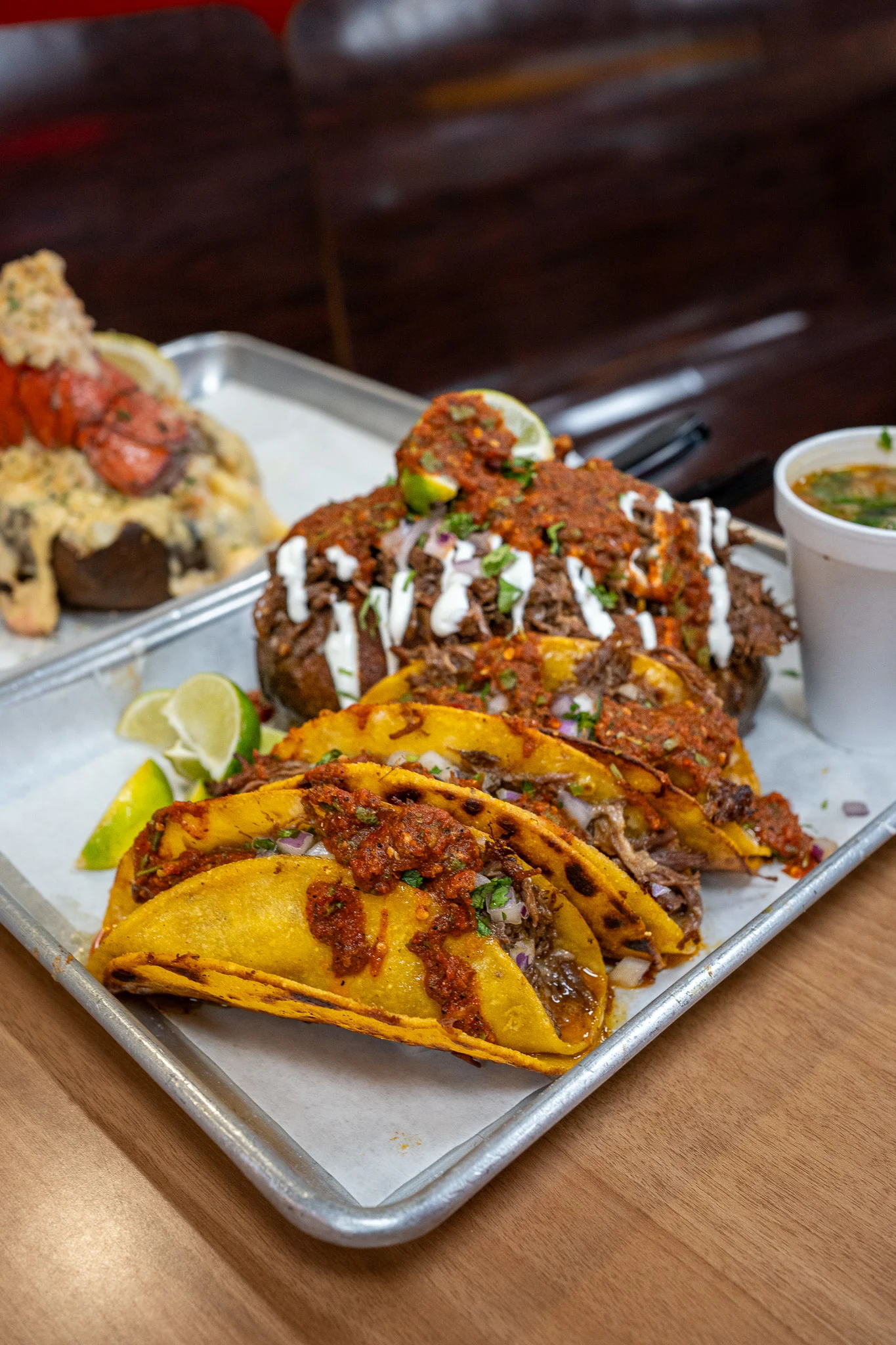 Birria Tacos and loaded potato from Rock N Potato in Las Vegas