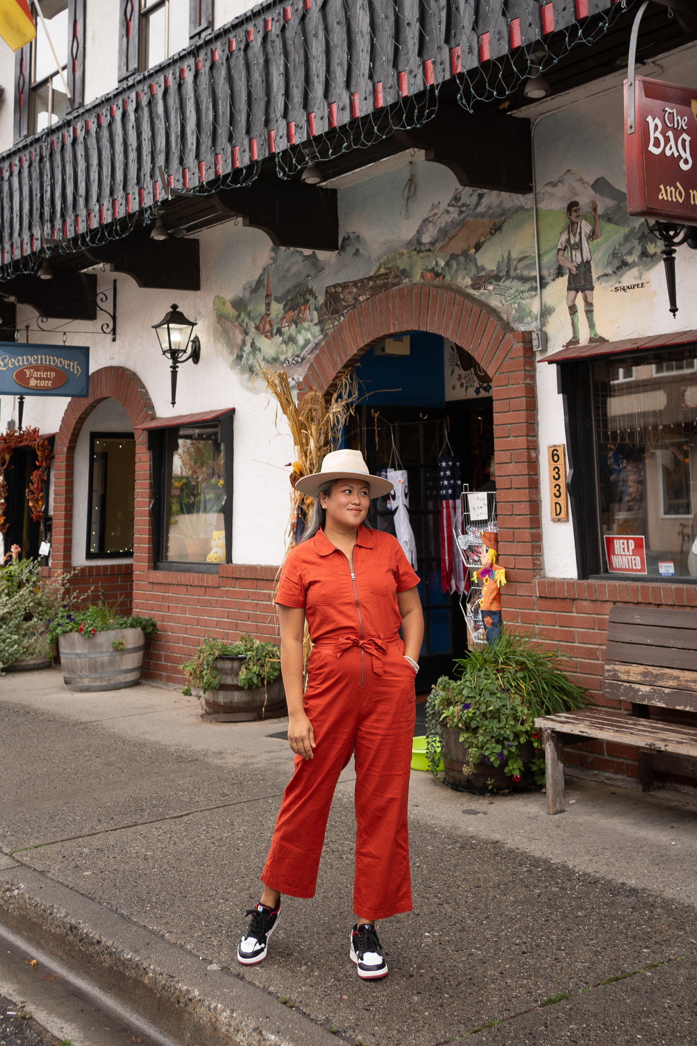 American Hat Makers Maldives Felt Hat PACT jumpsuit Leavenworth Bavarian Town