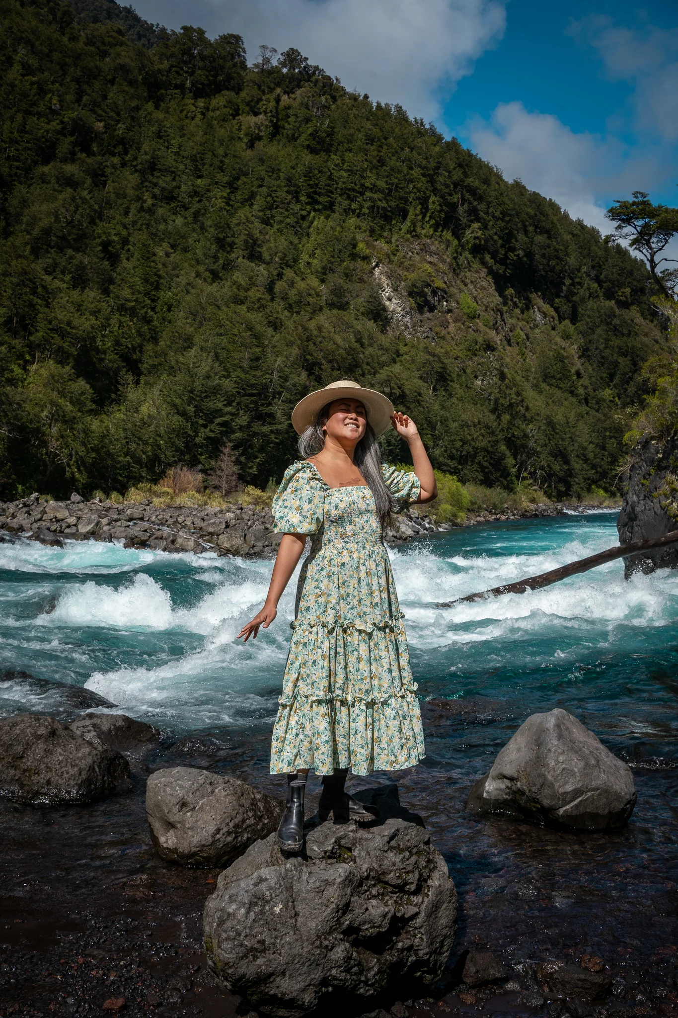 Saltos Petrohue Chile Lait Collection Annabel Dress ATP Atelier Catalania Boots ASN Hat