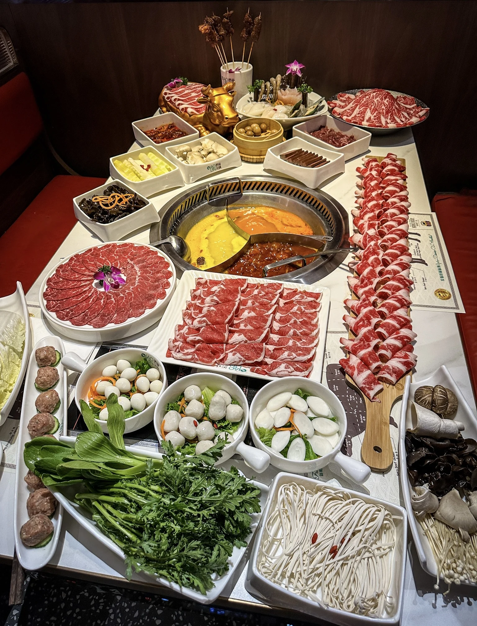 hot pot spread from Qiao Lin hotpot