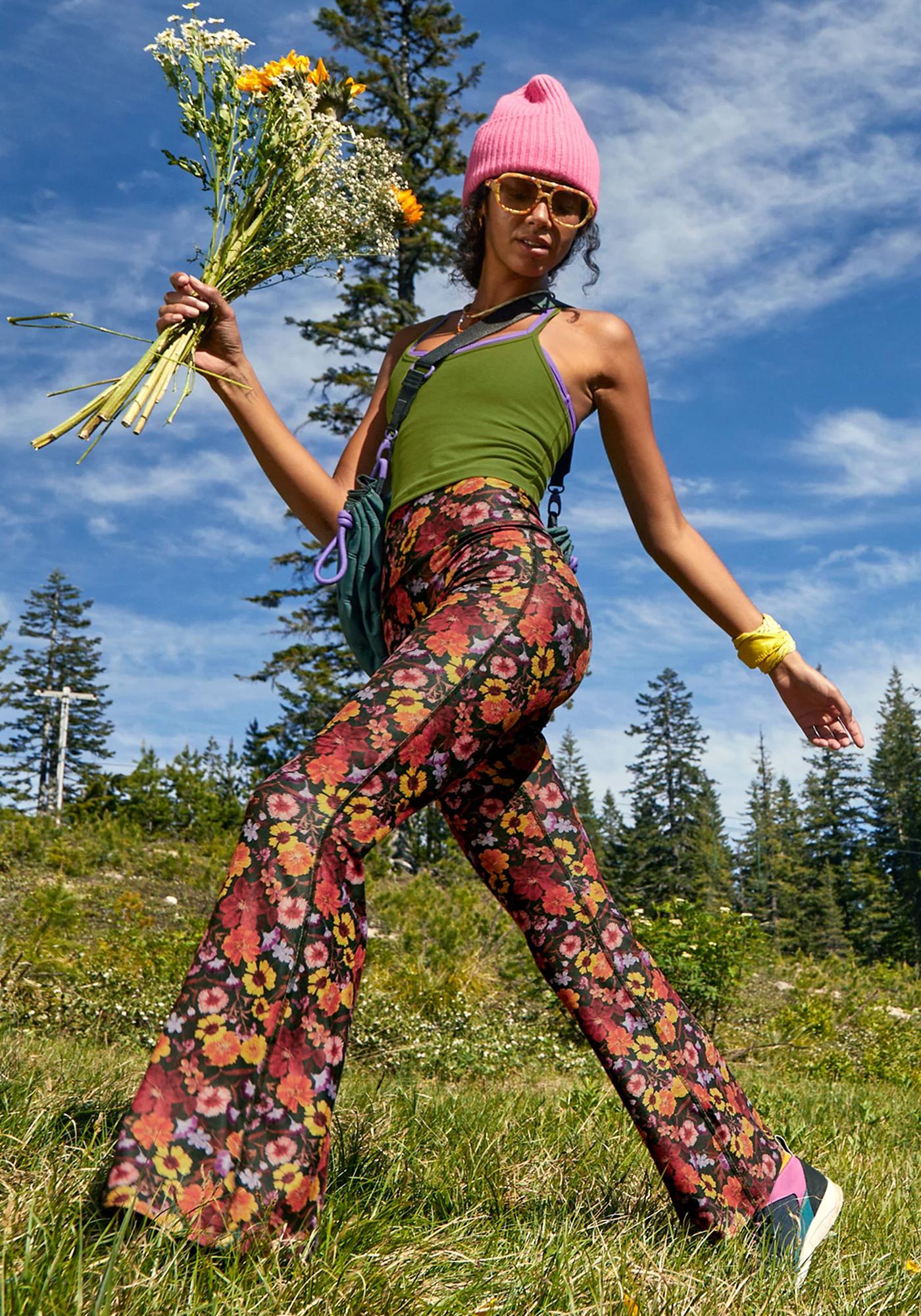 Beyond Yoga Flare Pants SoftMark All Day Flare High Waisted Pant?Pressed Flowers