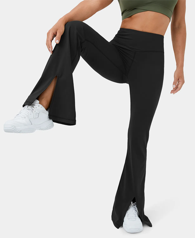 Cotton Black High Waisted Split Hem Leggings