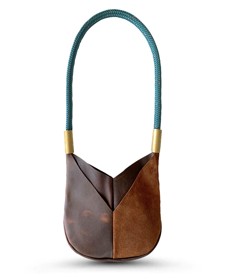 Wildwood Oyster Crossbody Tote Bag with Teal Dock LIne and Gold Brass