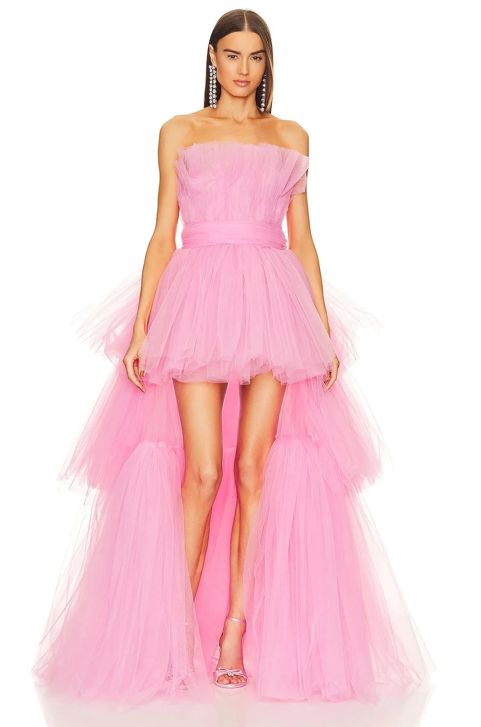 Bronx and Banco Anna Tiered Tulle Gown pink