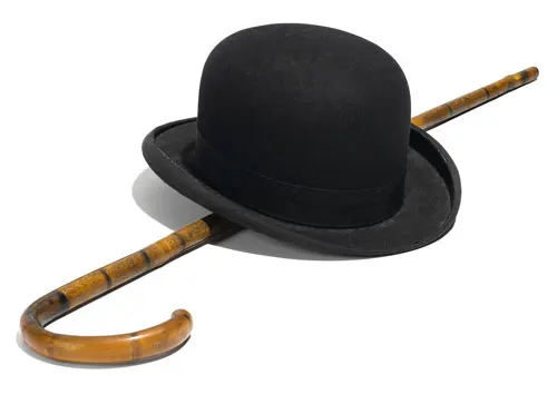 Charlie Chaplin bowler hat and cane