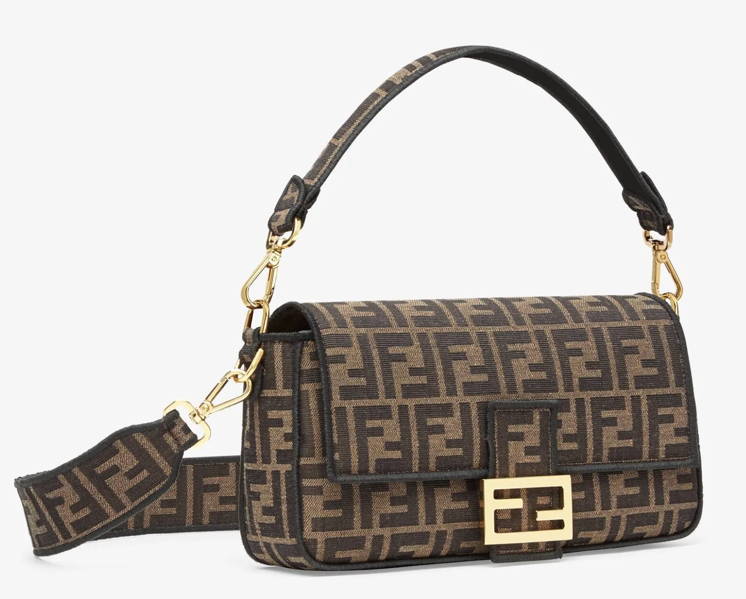 Fendi jacquard logo Baguette Bag with crossbody strap