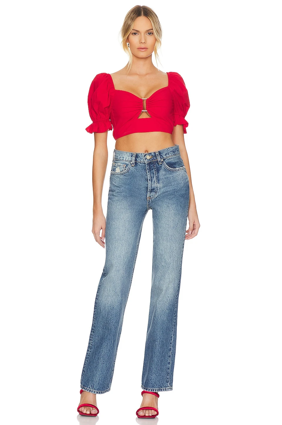 More to Come Elizabeth Puff Sleeve Top RED