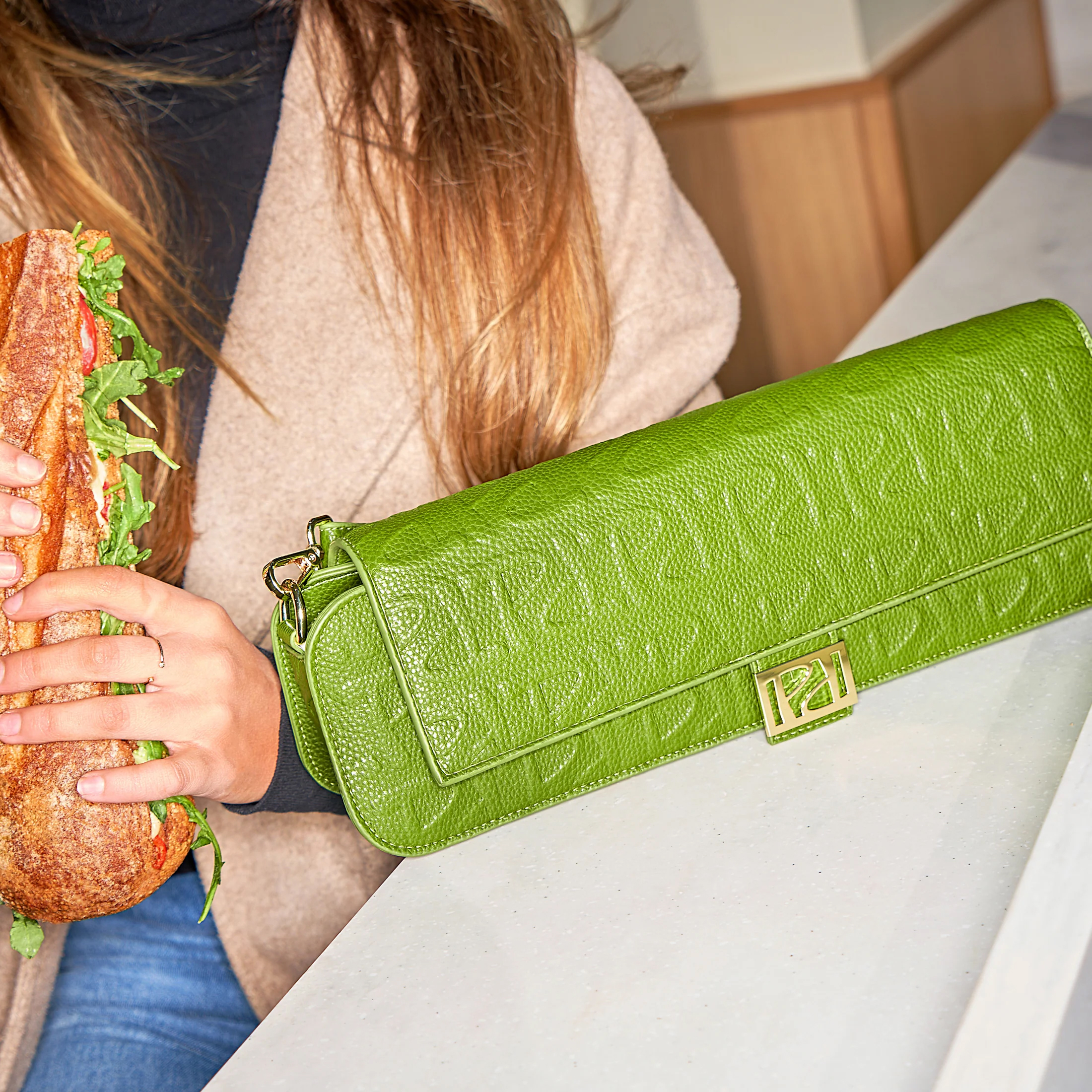 Panera bread baguette bag lime green