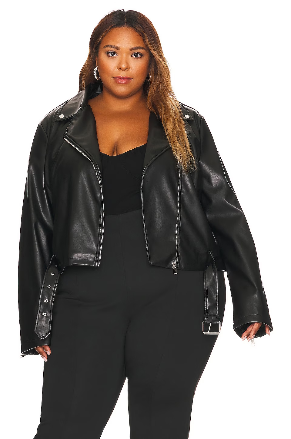 remi x revolve alexa faux leather jacket black