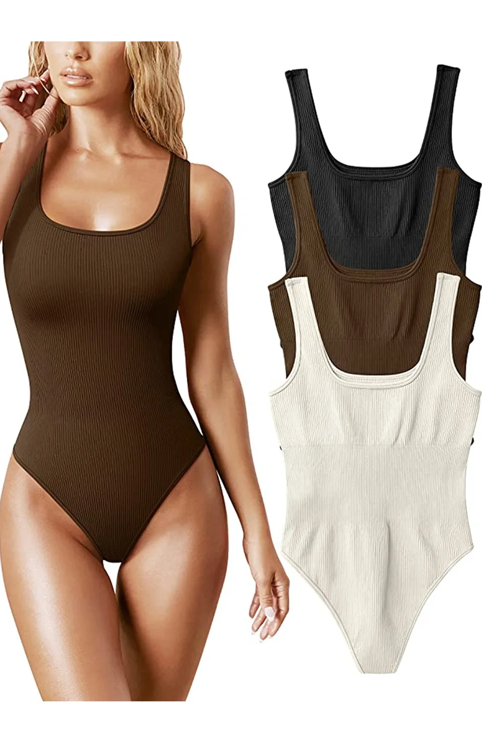 Amazon fashion oqq ribbed bodysuit pack