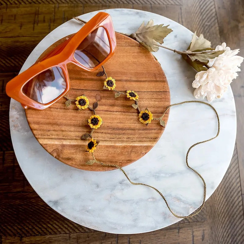 Hemsin Atelier Sunflower Crochet Lanyard Chain for Sunglasses