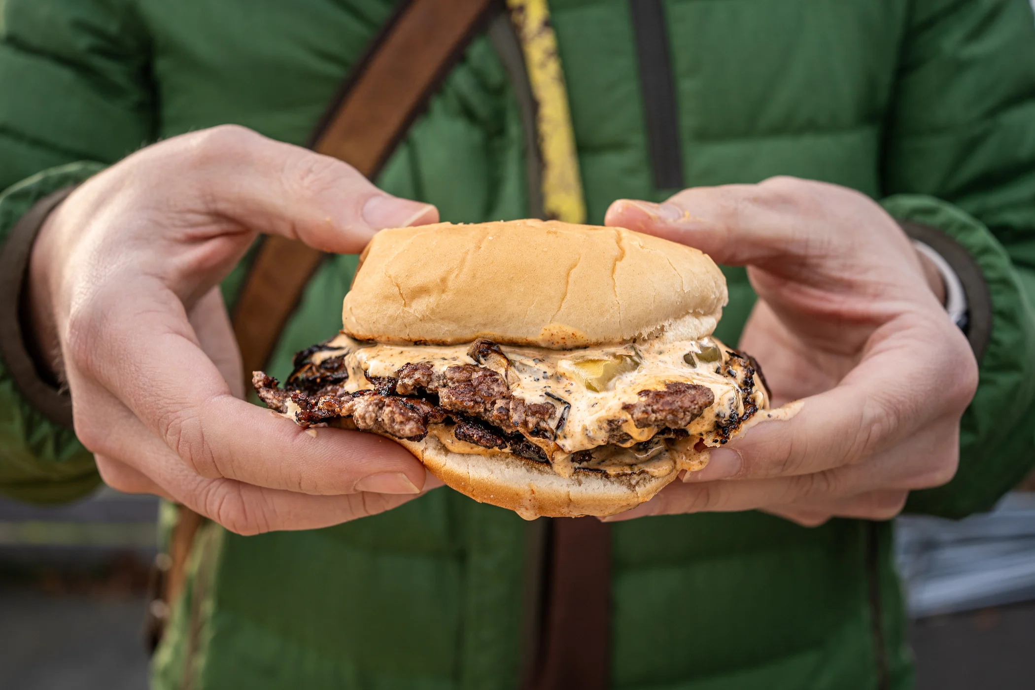 The Oklahoma Smash Burger from Smash That Burger in Seattle