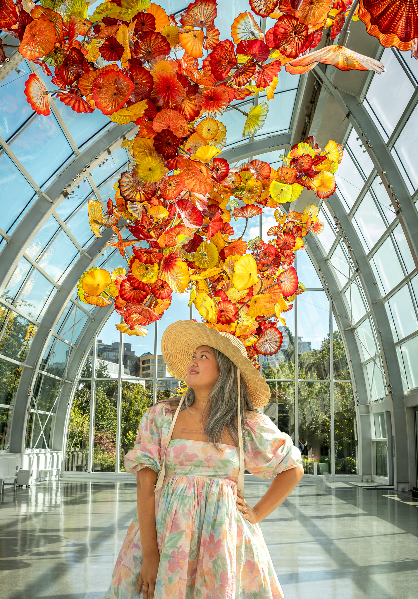 Alex Tran Chihuly Garden Glass Room Selkie Puff Dress Lack of Color Dolce Scallop Hat