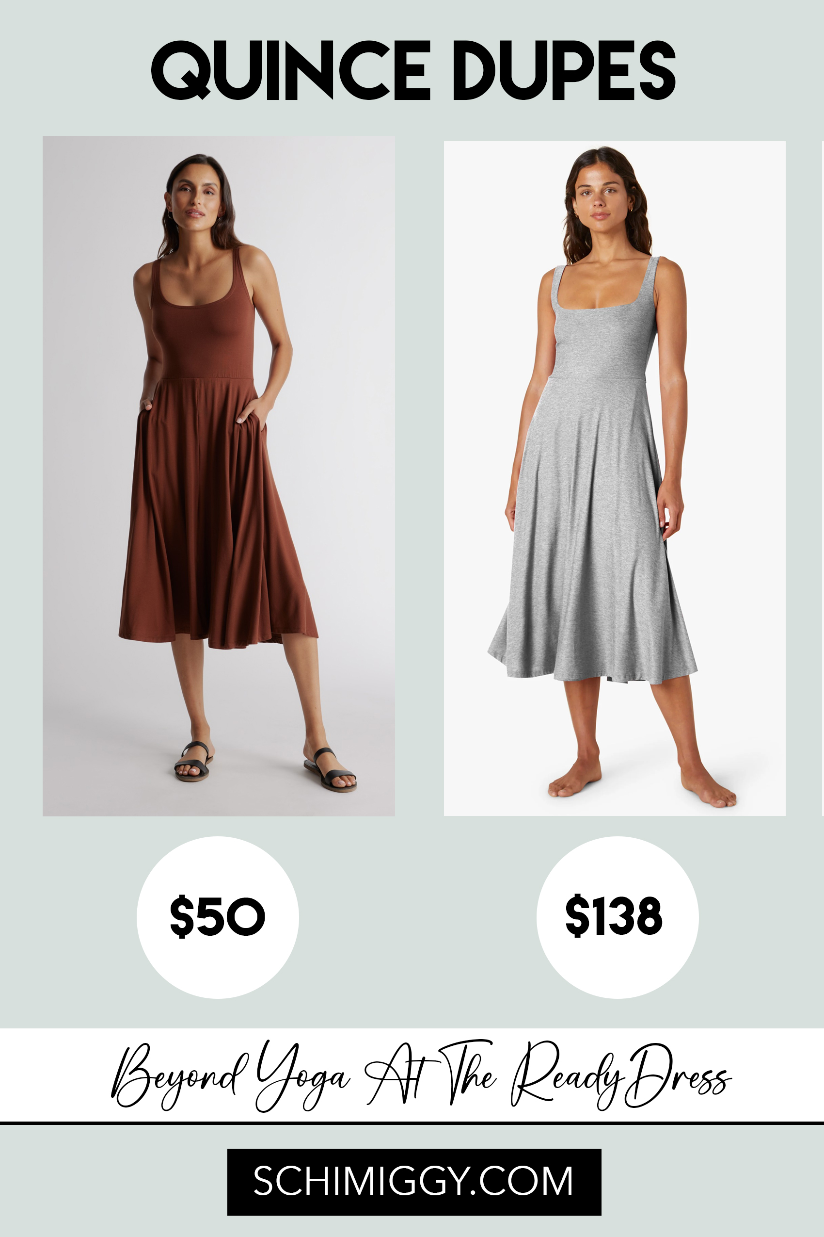 Quince Dupes Beyond Yoga Featherweight At the Ready Square Neck Dress Dupe