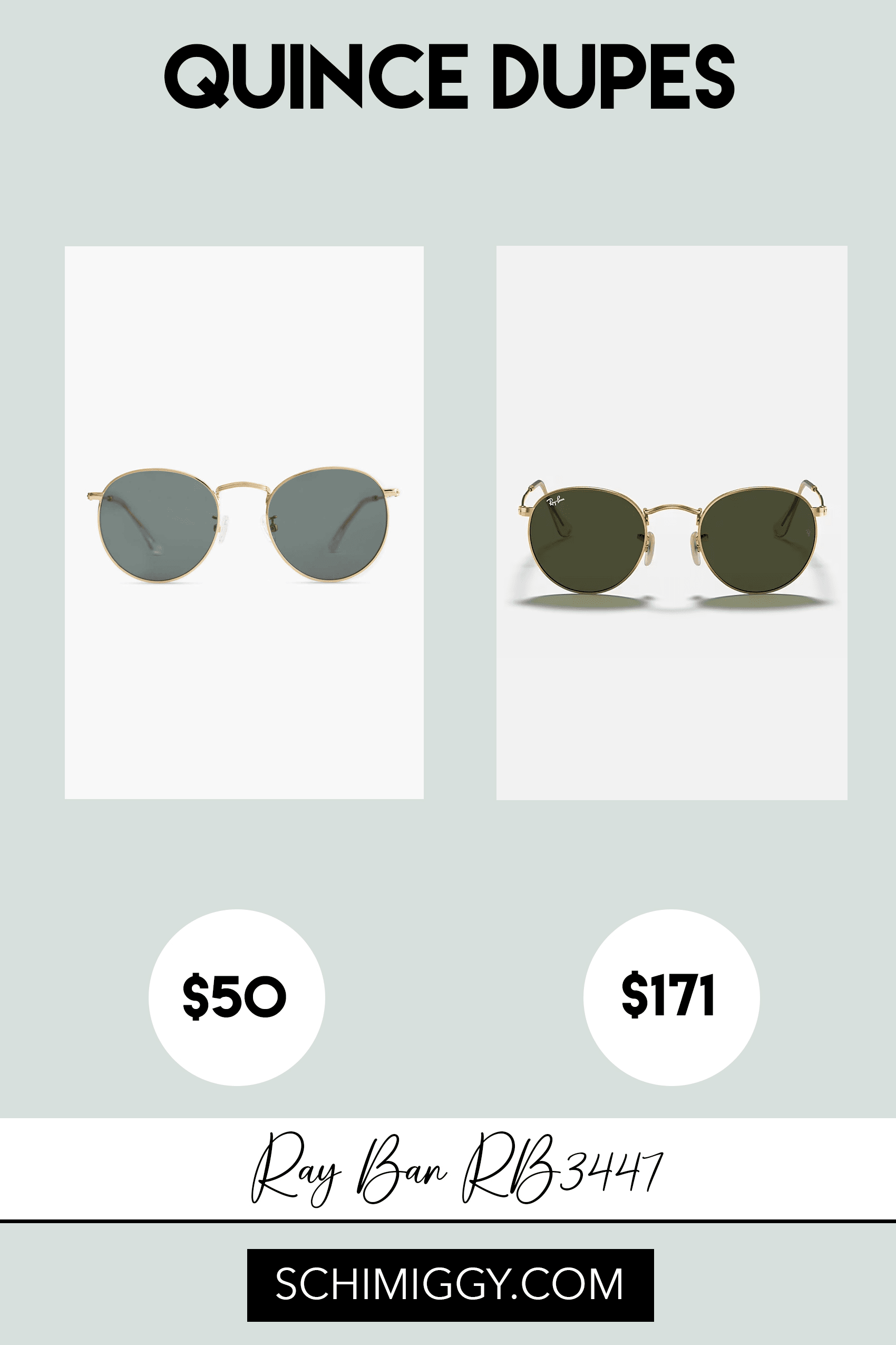 Quince Dupes Ray Ban Round Metal Sunglasses RB3447