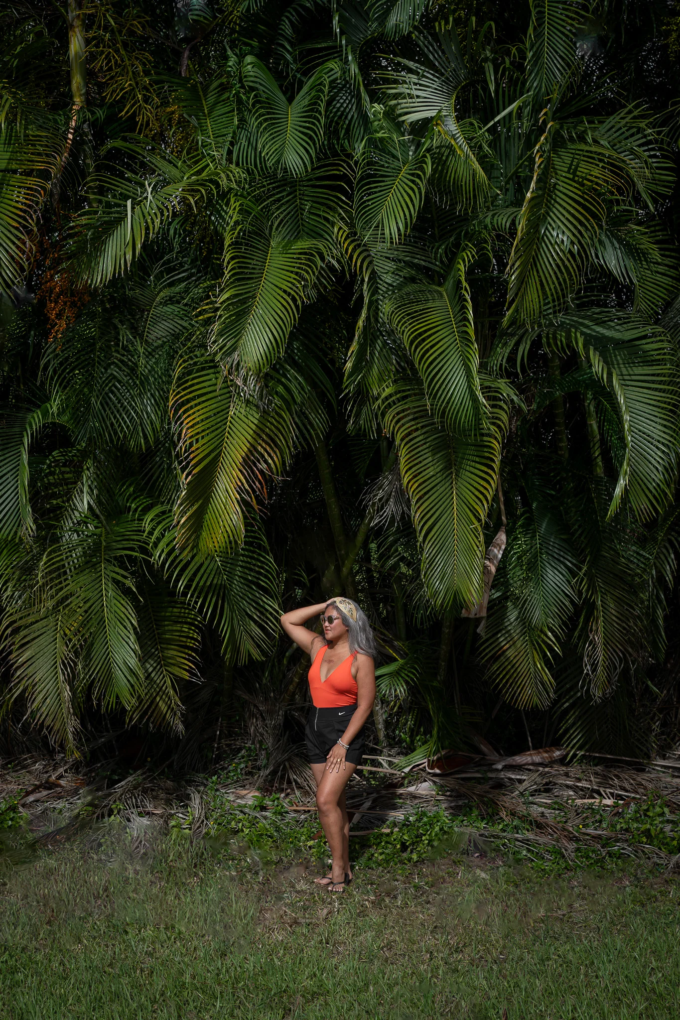 large palm fronds kauai hawaii ta3 plunge nike shorts namjosh okab bristol sandals