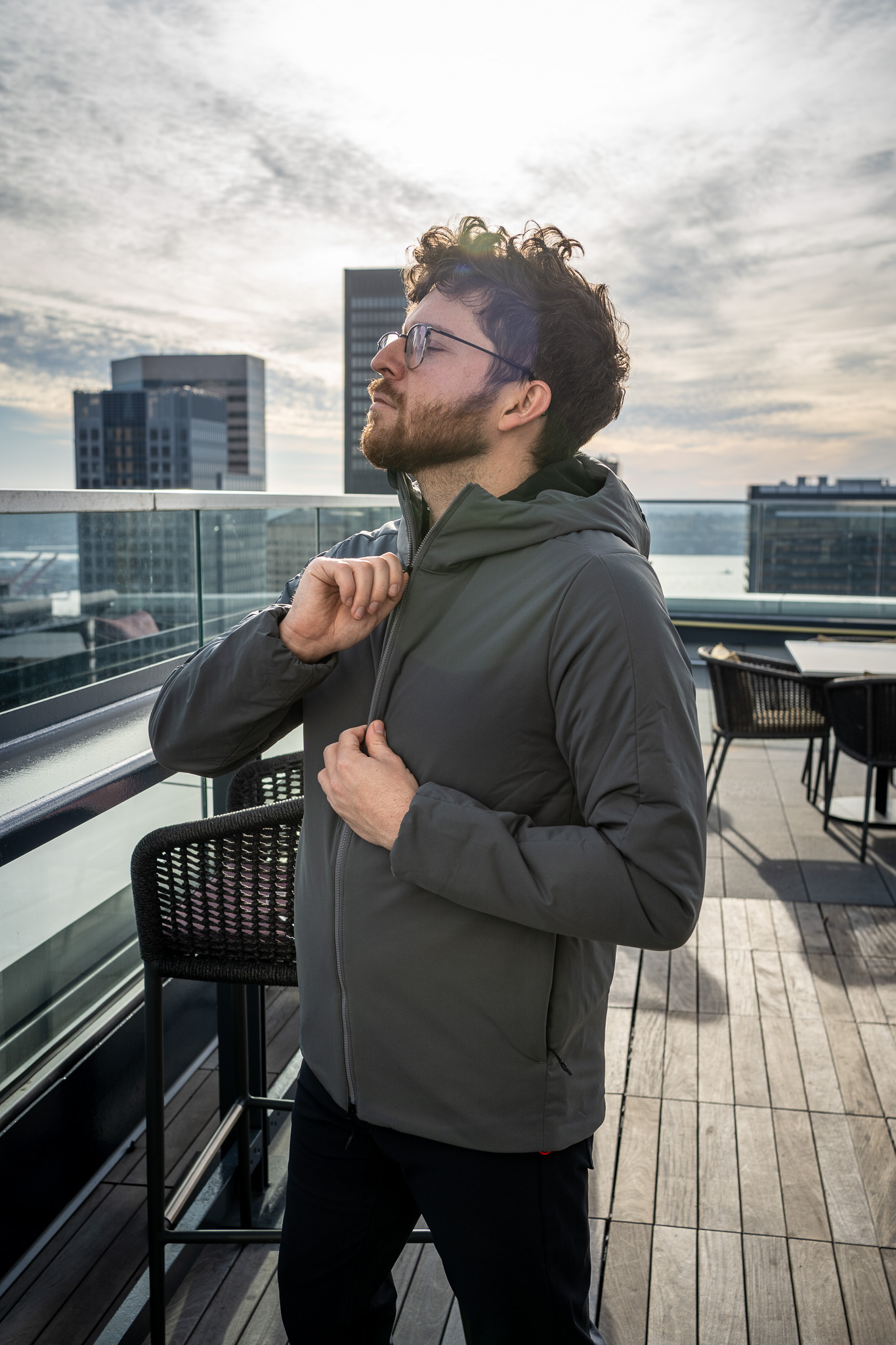 Airloft Hooded jacket Gray zipped up javier