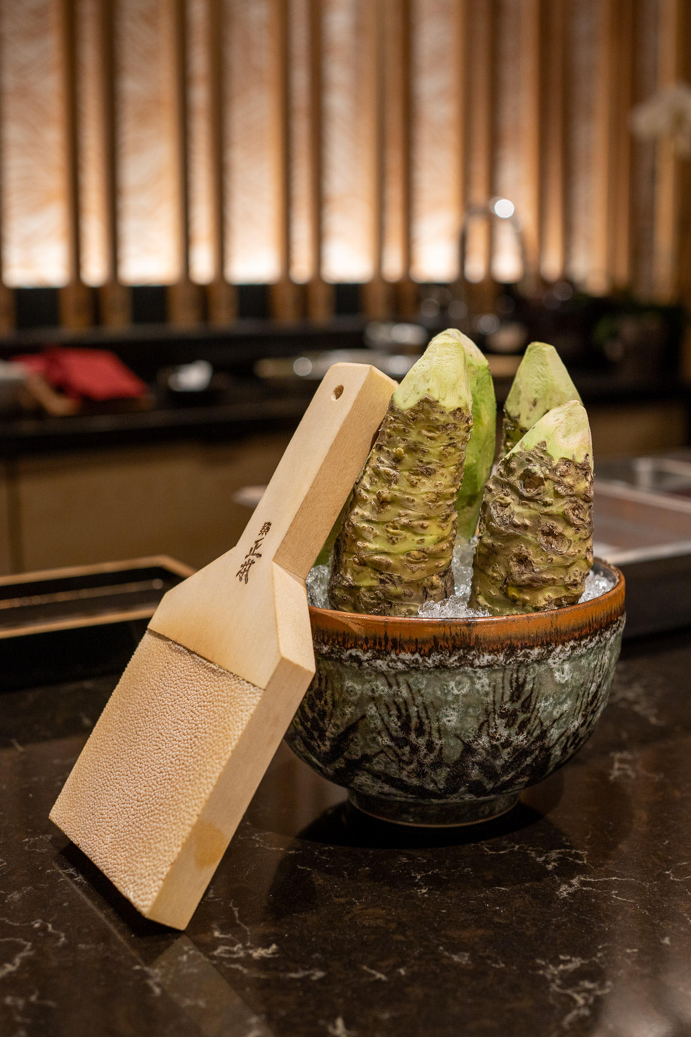 Fresh Wasabi and oroshigane grater board Towa Restaurant