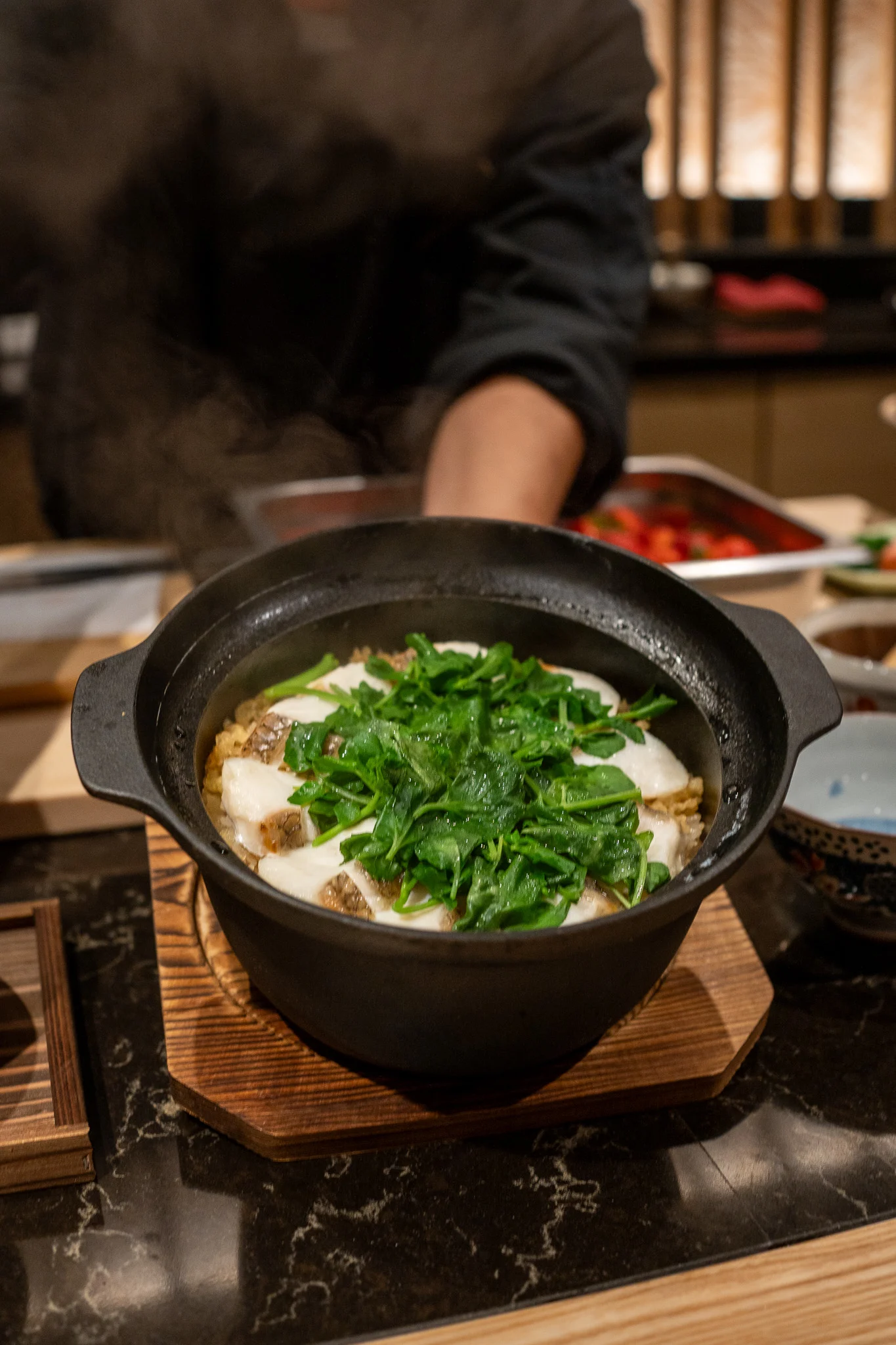 Seasonal Nambu Iron Pot Seabream and Watercress Rice Towa Kaiseki Redmond WA