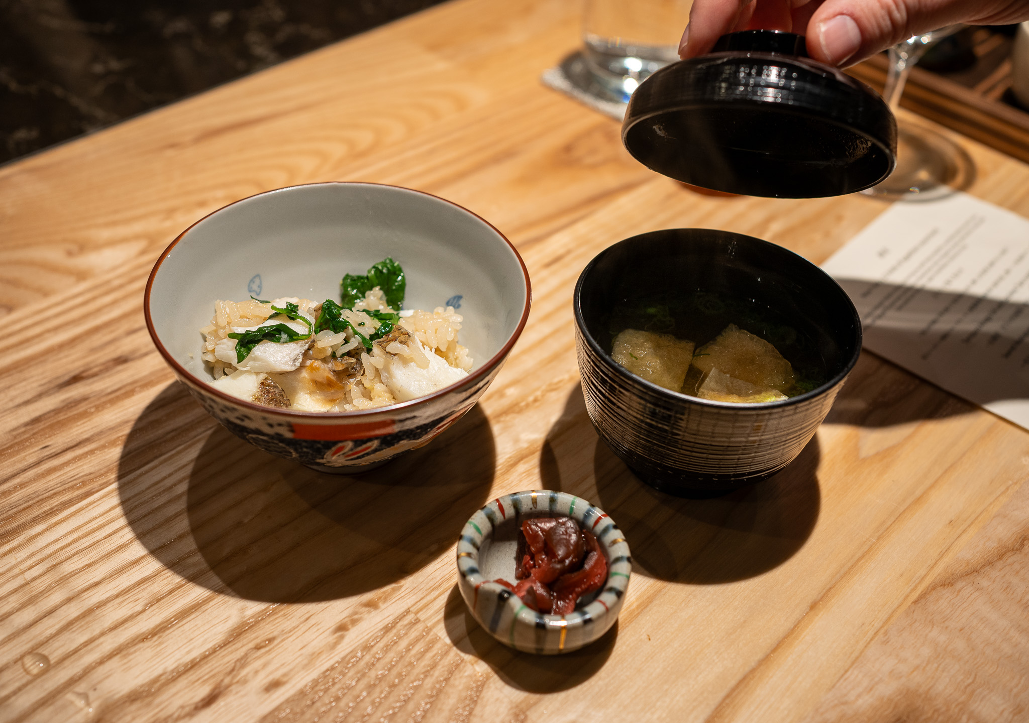 Seasonal Nambu Iron Pot plating Seabream and Watercress Rice Towa Kaiseki Redmond WA