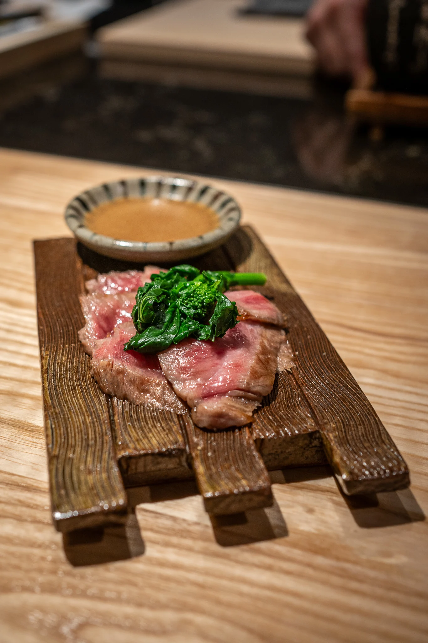 Tataki Seared A5 Wagyu beef with onion and yuzu pepper sauce Towa Kaiseki Restaurant Redmond WA