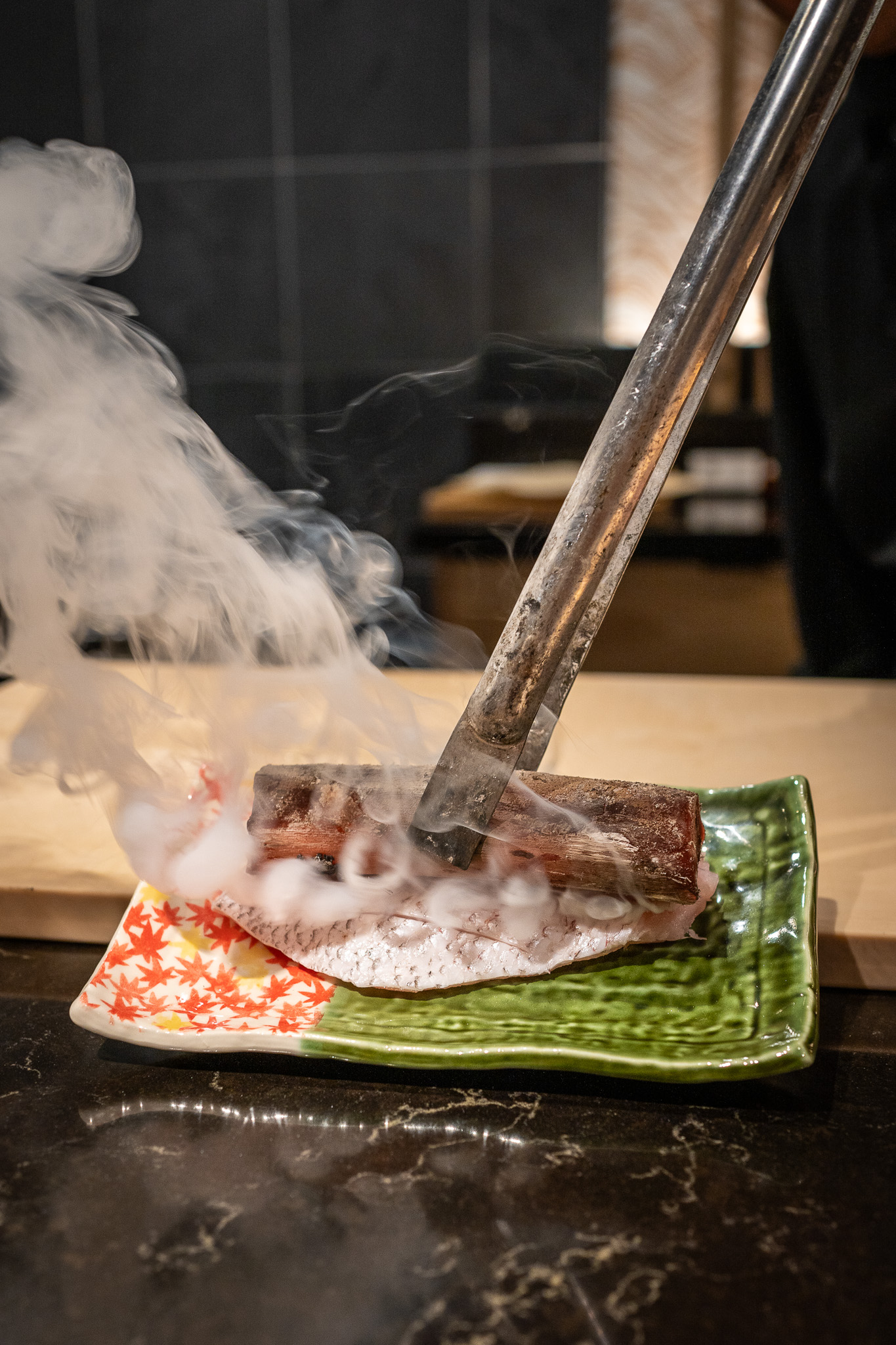 searing nodoguro fish Towa Kaiseki Restaurant Redmond WA