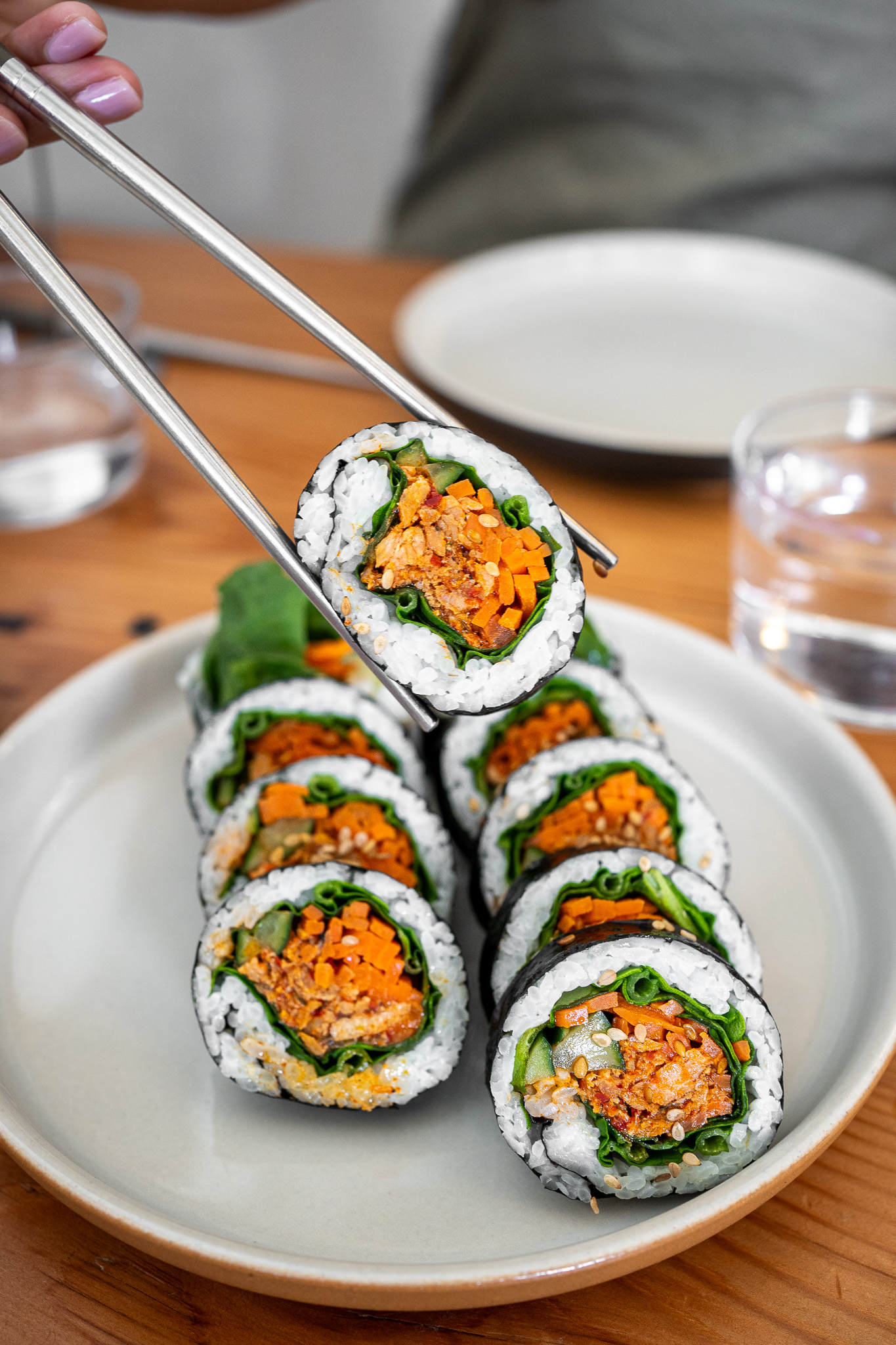 Gimbap kimbap korean sushi rice roll Salmon Made in House Seattle WA