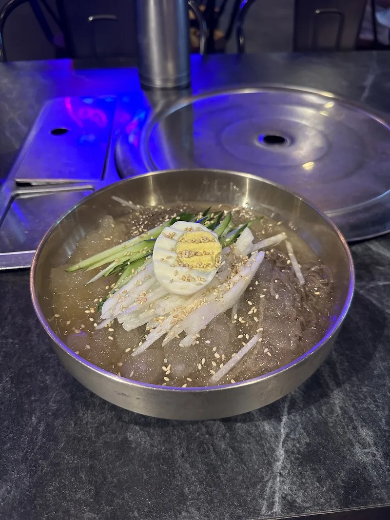 mul naengmyeon korean cold buckwheat noodle soup