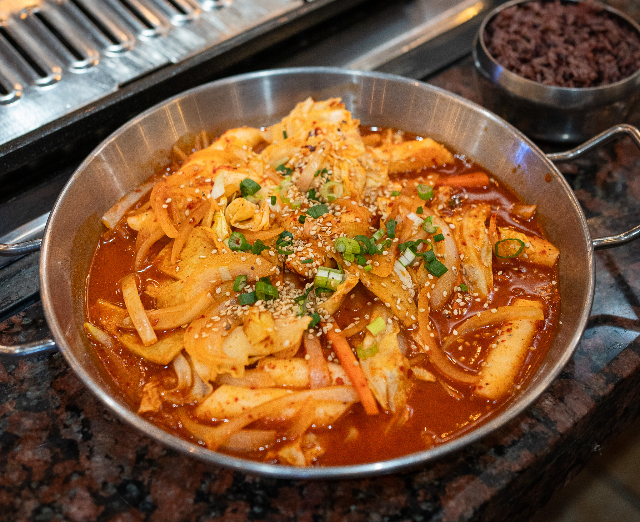 spicy rice cakes in sauce Tteokbokki from New Gangnam KBBQ Lynnwood WA