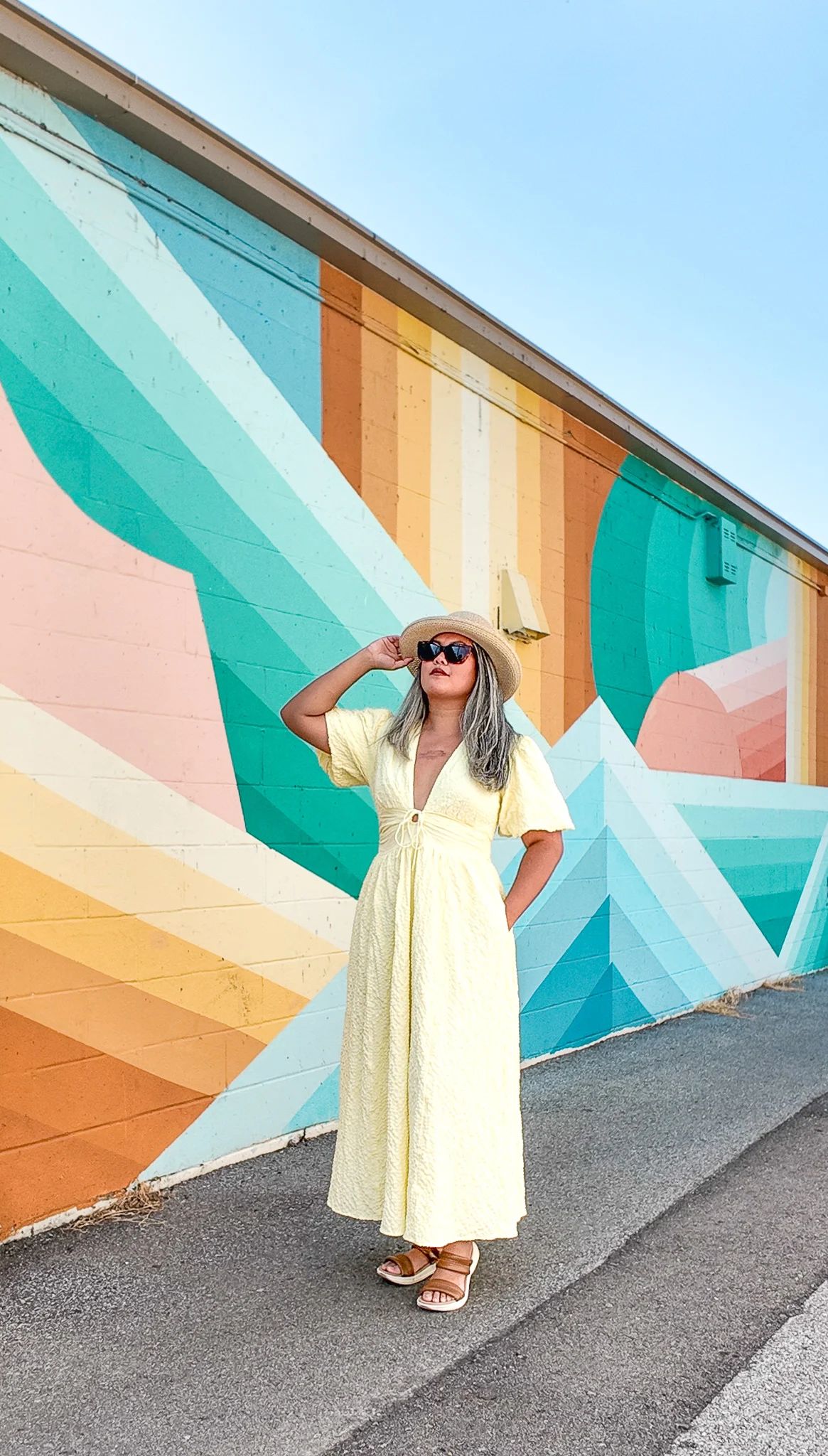 Geometric Pastel Mural East Nashville Abercrombie Dress Kuru Sandals Wallaroo Amelia Hat