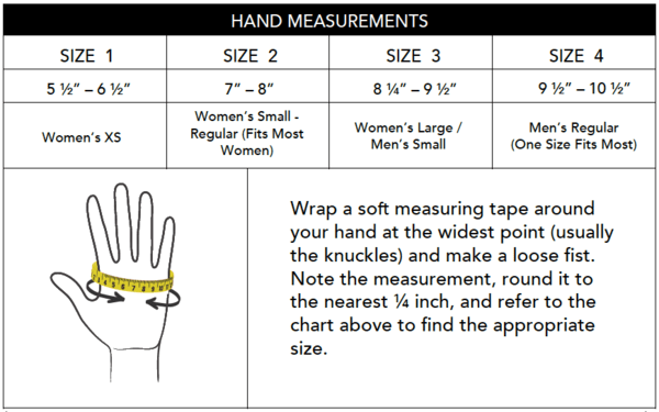 yoga paws hand measurements size chart