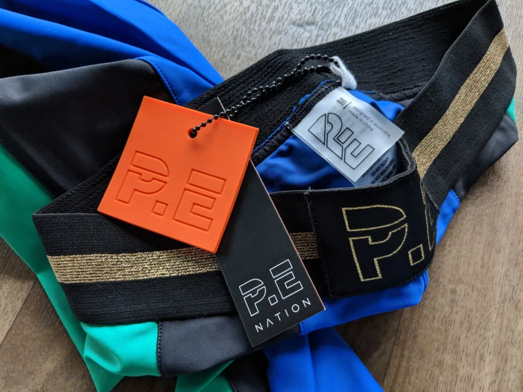 P.E Nation review Riseball Legging Label