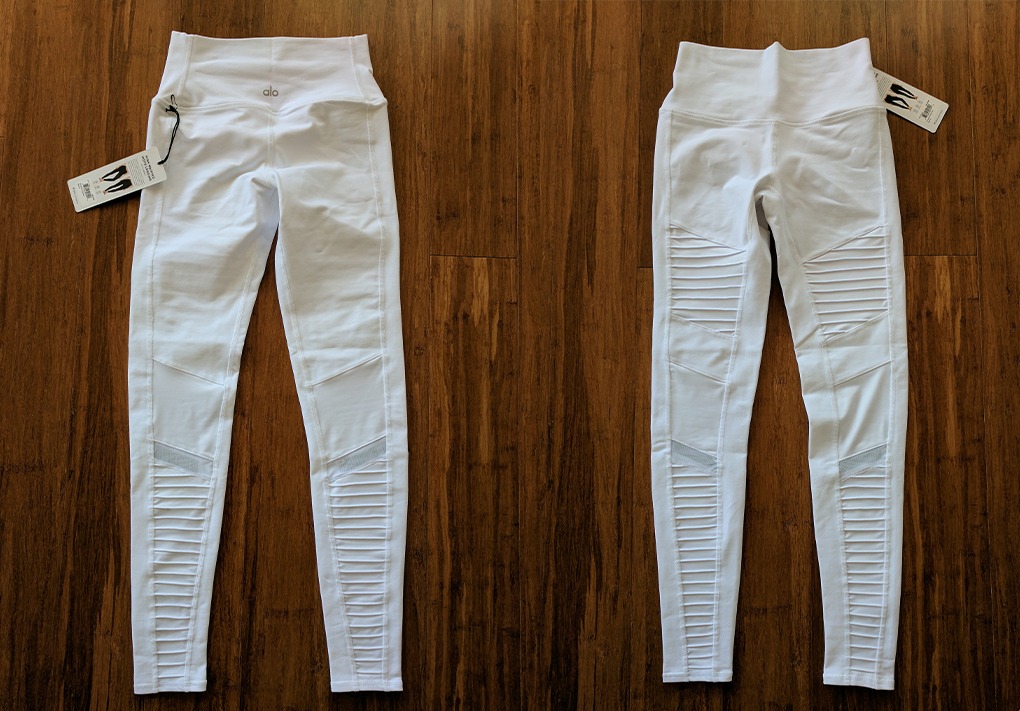 High-Waist Moto Legging - White/White Glossy