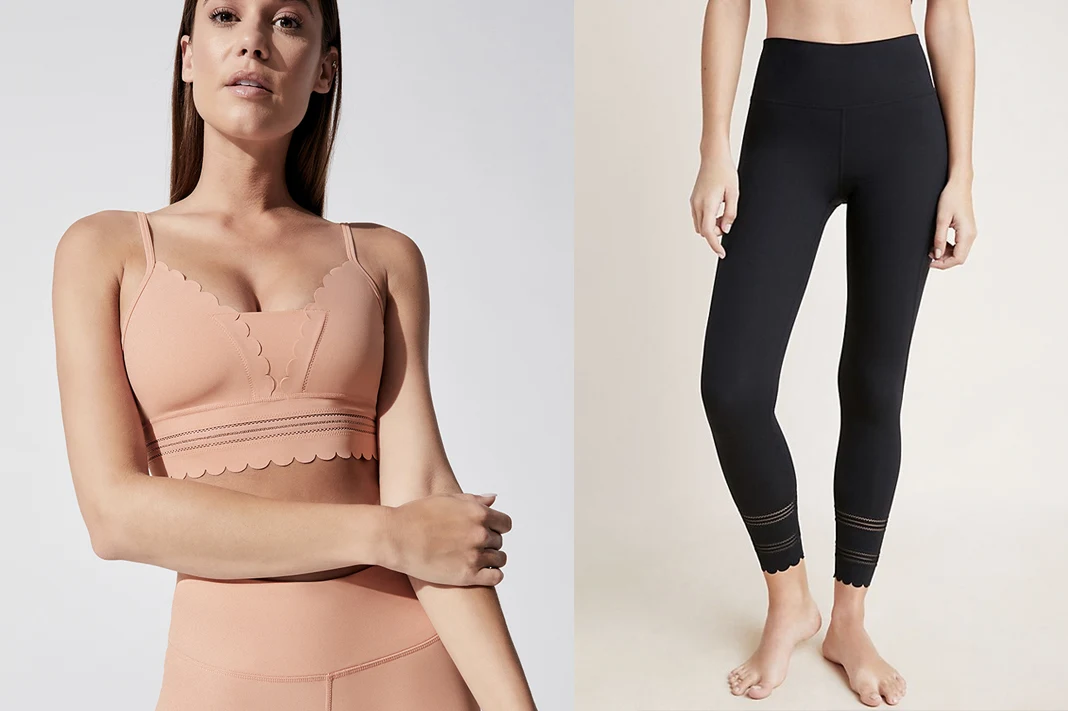 free people fp movement genesis sports bra and leggings scallop hem style