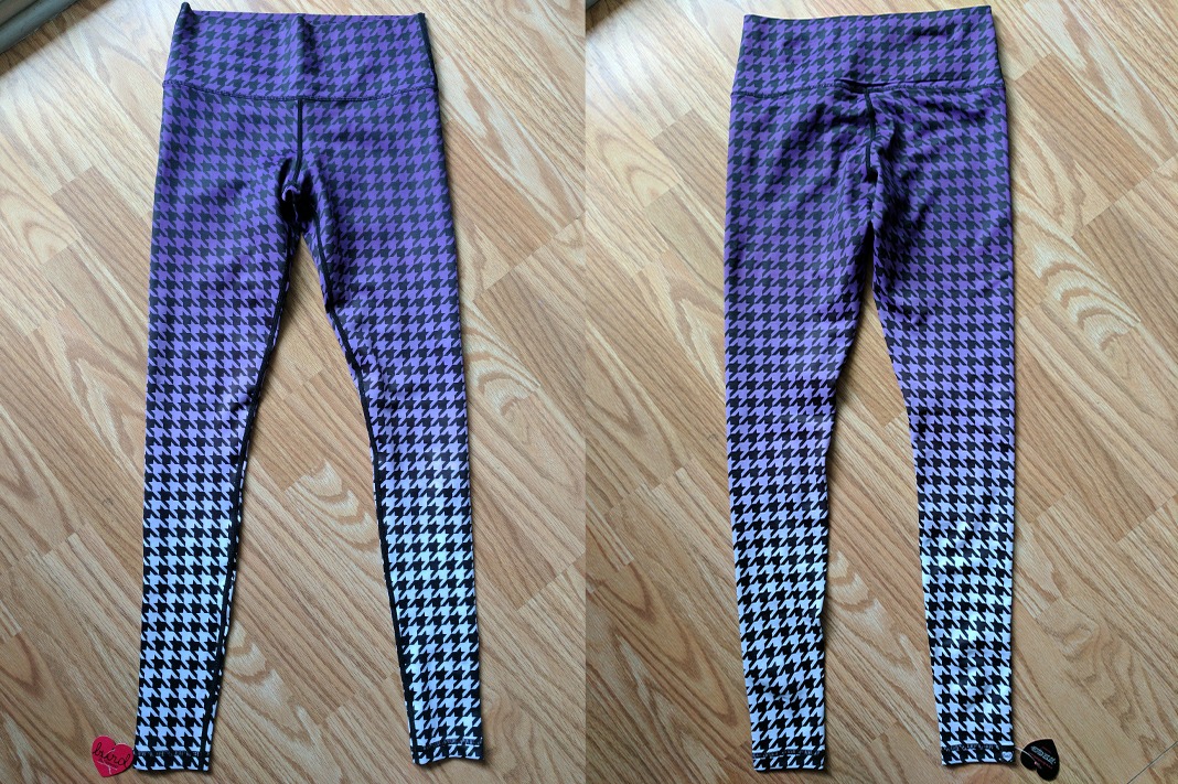 burd activewear houndstooth ombre purple leggings front back