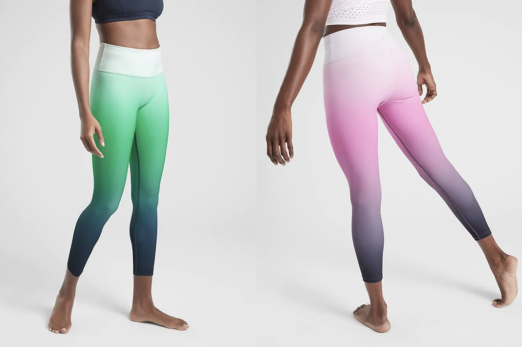 best ombre leggings athleta elation ombre green pink purple tight