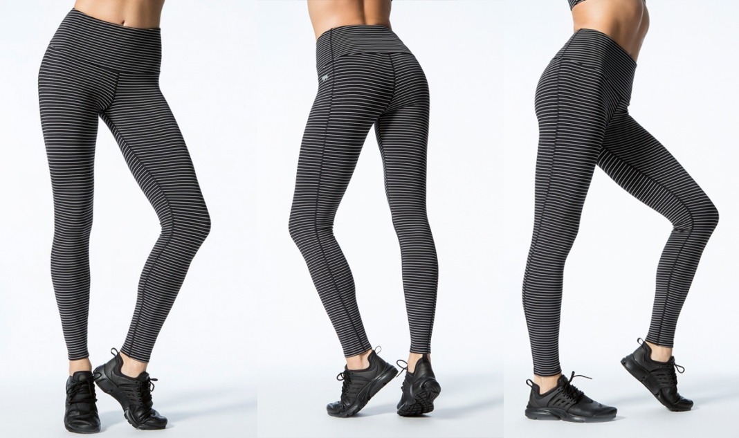 running bare AB WAISTED FIGHT CLUB TIGHT stripe leggings yoga