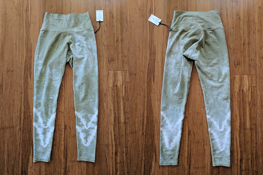 electric and rose sunset green leggings front back