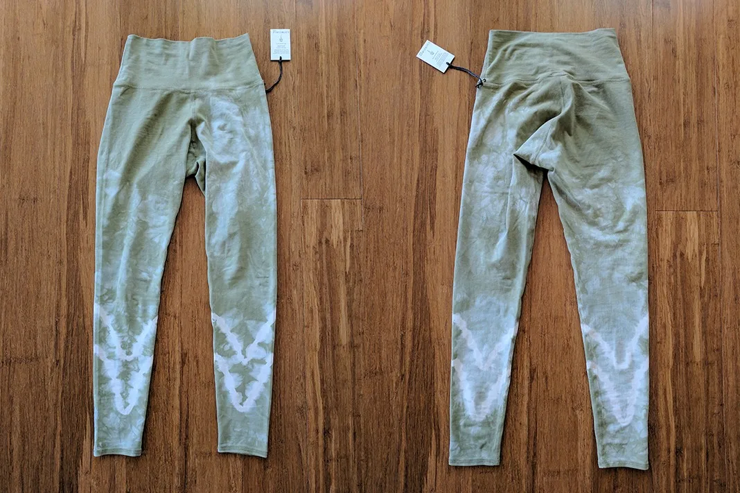 electric and rose sunset green leggings front back