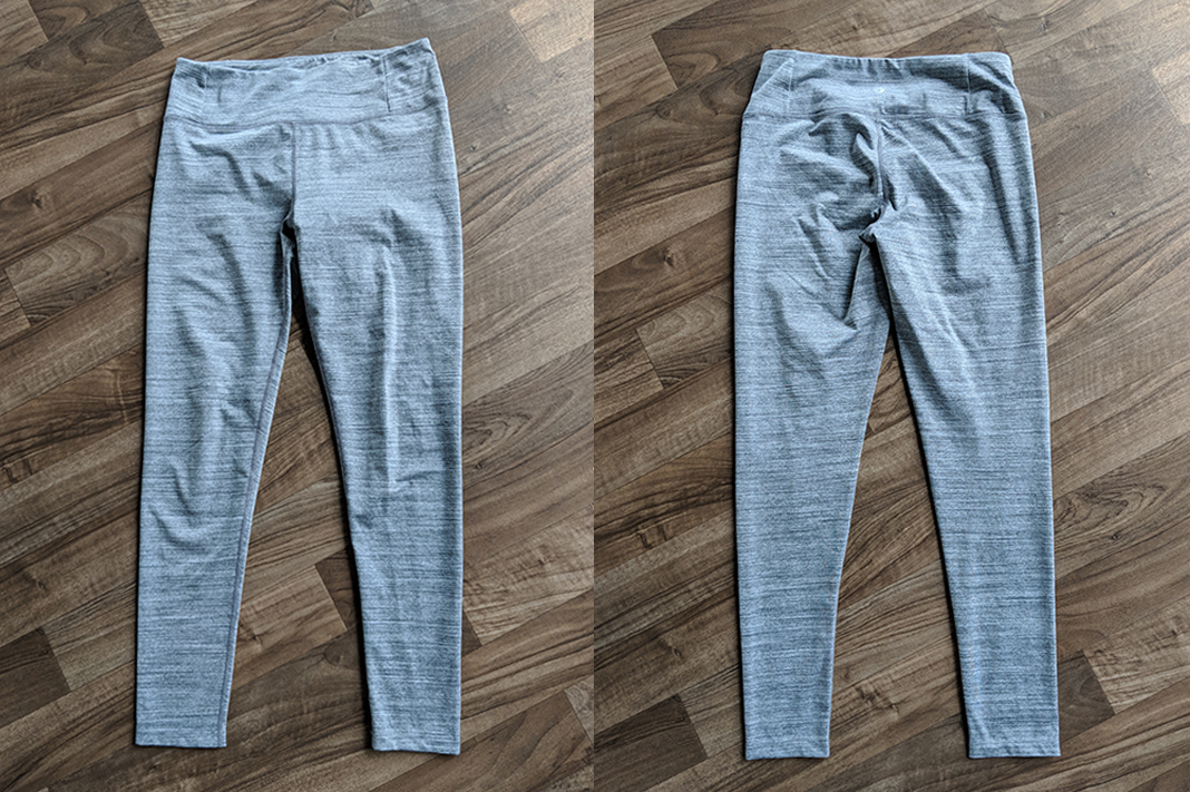 manduka review essential long leggings heathered grey front back