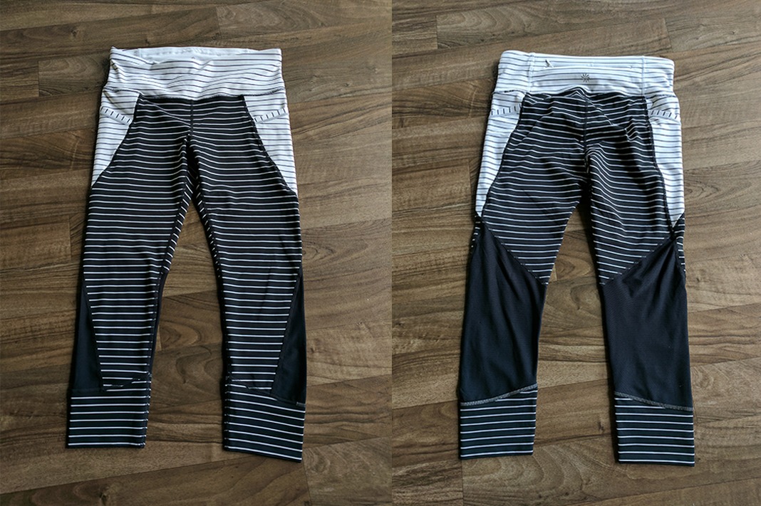 athleta relay stripe crop leggings front back