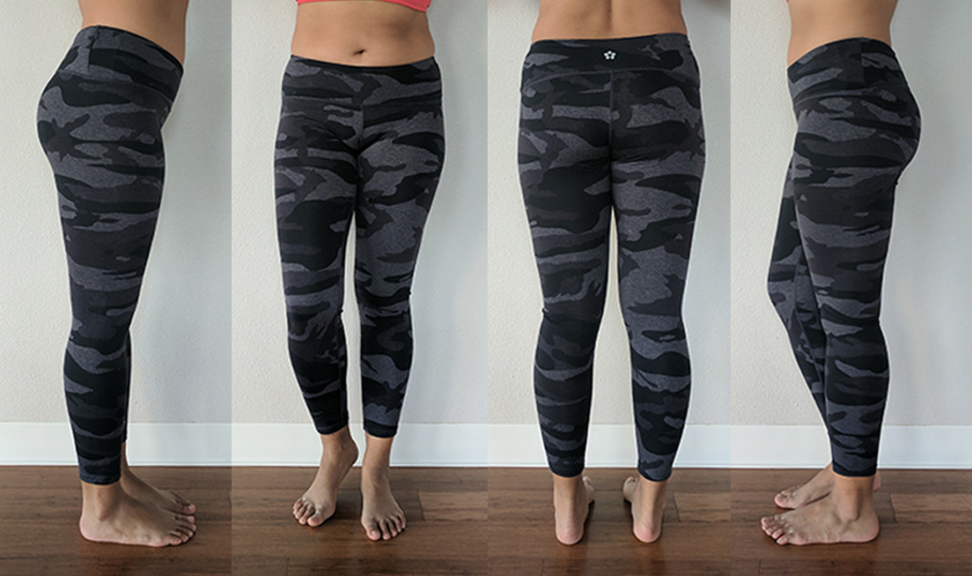 high waisted Costco Tuff Athletics MED gray/black printed leggings side  pockets