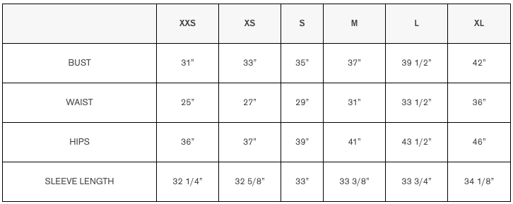 mackage size chart inches