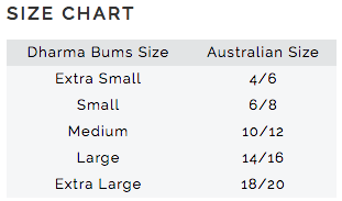 Dharma Bums Size Chart InternationalDharma Bums Size Chart International