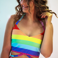 arthletic wear rainbow bra crop top front