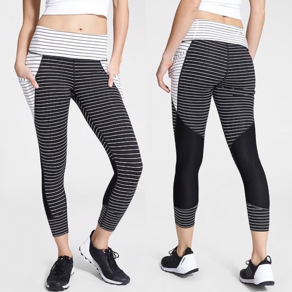 athleta stripe blocked relay 2.0 crop leggings