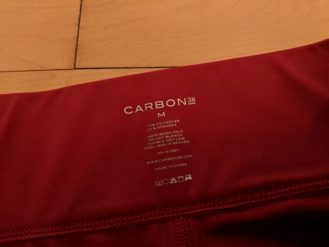 Carbon38 Sayang Collection Tanjung Leggings label details