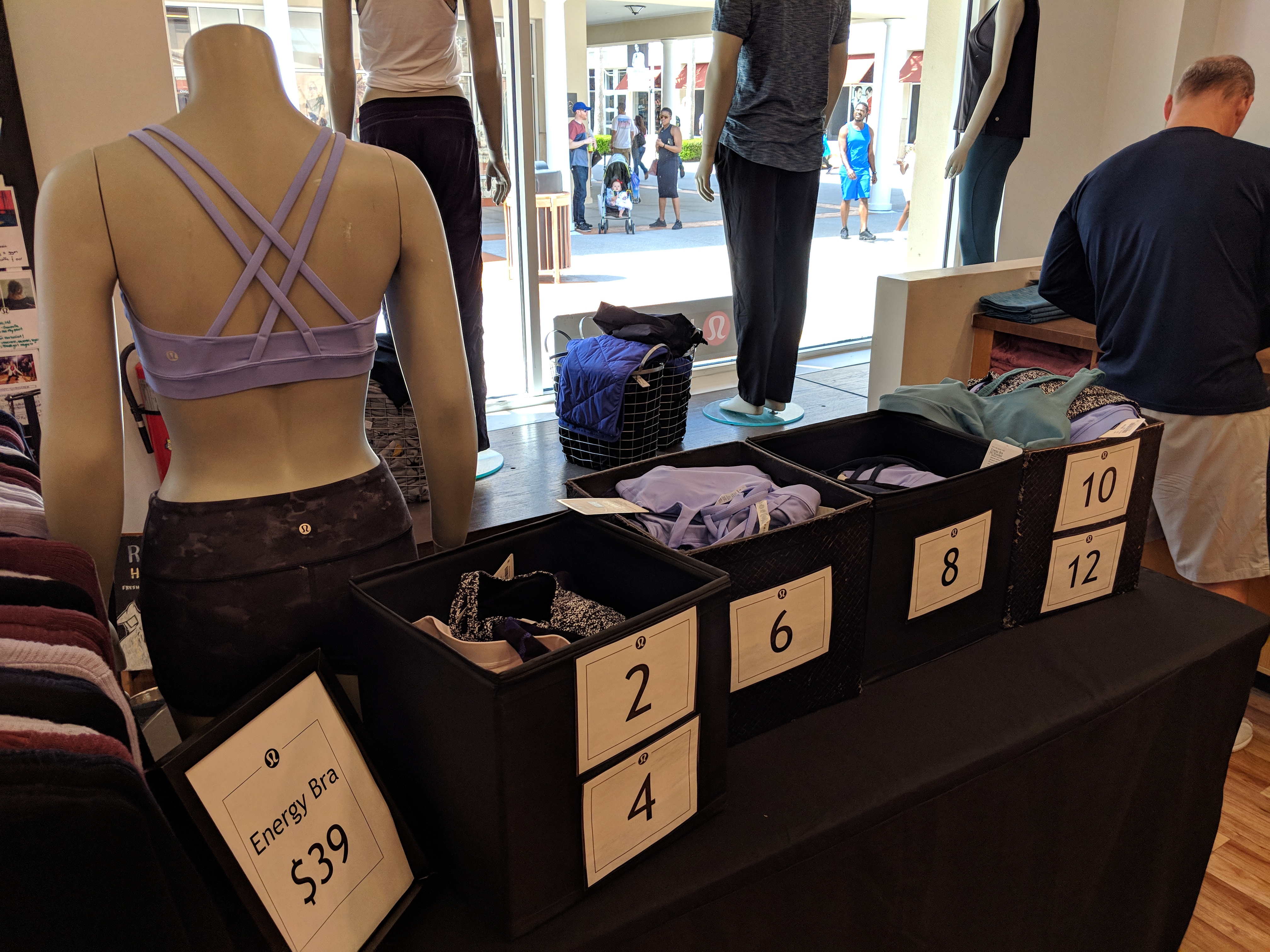 lululemon Outlet Orlando Florida energy bra bins