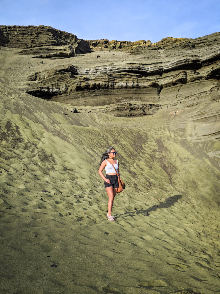 green sand beach papakolea on big island hawaii